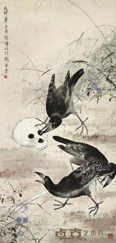 黄独峰 1939年作 花鸟 立轴 132×63cm