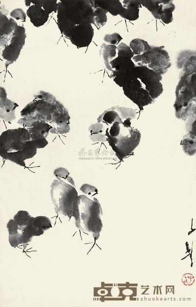 王子武 小鸡 镜框 58×36cm