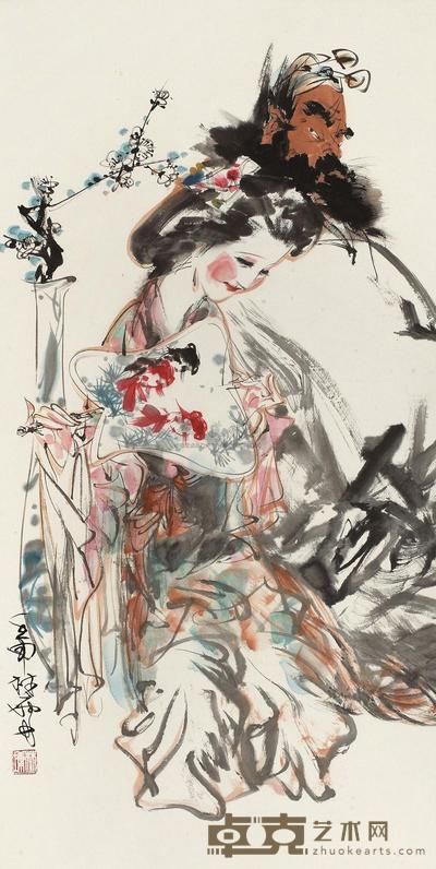 林墉 1992年作 嫁妹图 立轴 138×70cm