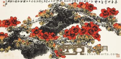陈永锵 红棉 镜框 68×135cm