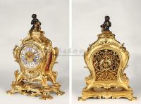 约1870年 法国路易十五式丘比特铜鎏金壁炉钟