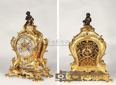 约1870年 法国路易十五式丘比特铜鎏金壁炉钟 高42×宽29.5×厚17.5cm