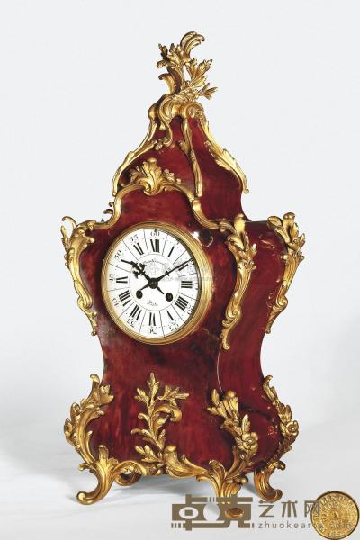 约1870年 法国铜镶玳瑁布勒钟 高54×宽24.5×厚12.5cm