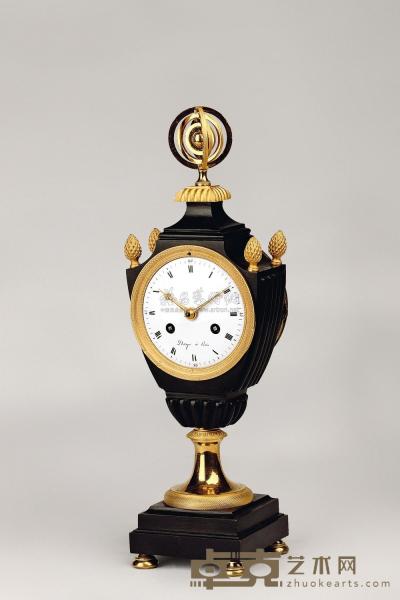 约1800—1808年 法国帝国时代铜鎏金花瓶式壁炉钟 高38×宽12×厚10cm