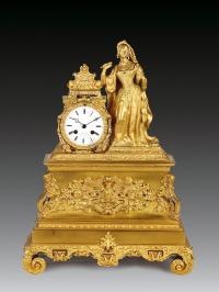 约1850—1855年 法国铜鎏金贵妇诵诗壁炉钟