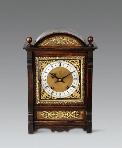 约1900-1910年 德国橡木镶铜饰维多利亚风格台钟