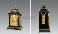 1870—1880年 英国维多利亚式镶铜饰乌木色台钟