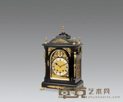 约1880—1890年 英国维多利亚式镶铜饰乌木台钟 高65.5×宽40×厚26cm