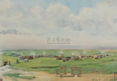 萧淑芳 1955年作 内蒙草原 25.5×35.5cm
