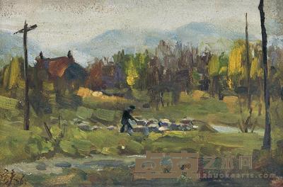 秦宣夫 1963年作 家园 16×24cm