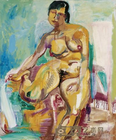 贾涤非 1993年作 裸女坐像 100×84cm