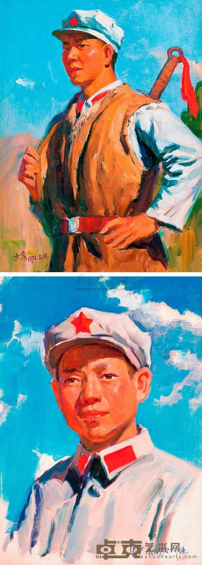 张方震 1972年作 红军战士（油画2幅） 尺寸不一
