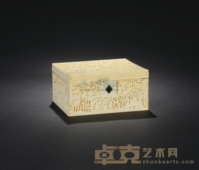 清 象牙雕人物纹首饰盒 12cm×9cm×6cm