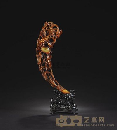 民国 角雕蟹甲传芦花器 长36cm