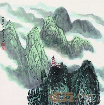 王文芳 碧绿山岳 镜片 69×70cm
