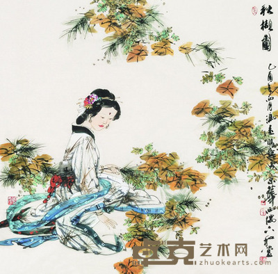冯远 秋撷图 软片 68×68cm