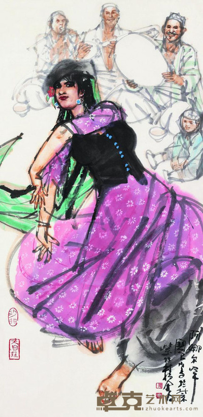 史国良 阿娜尔罕 镜框 68×34cm
