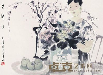 崔进 花解语 立轴 50×68cm