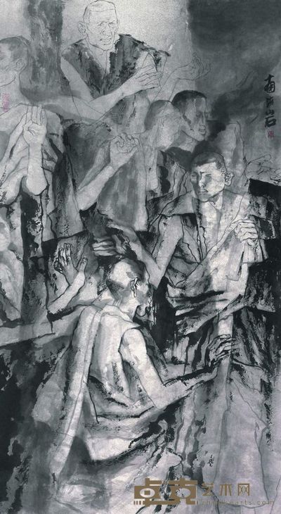 南海岩 人物 镜片 175×96cm