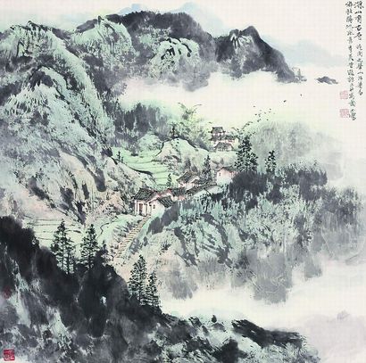宋玉麟 深山有古寺 镜片