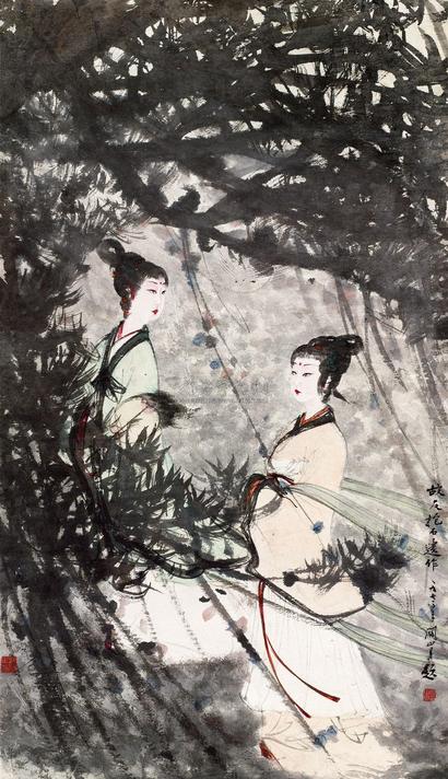 傅抱石 1972年作 二湘图 立轴