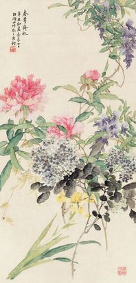 吴杏芬 1901年作 花卉 立轴