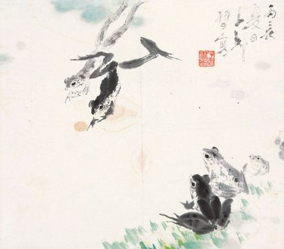 王子武 1976年作 青蛙 镜心