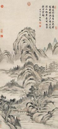 允禧 溪桥隐居 立轴