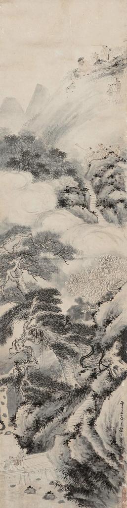 李育 钟馗驭鬼 立轴