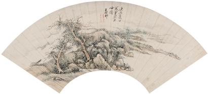 王原祁 山水扇面 镜心