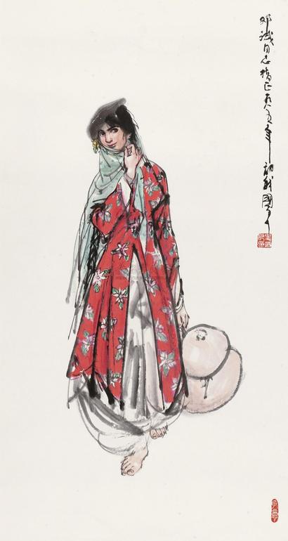 史国良 红衣少女 镜心