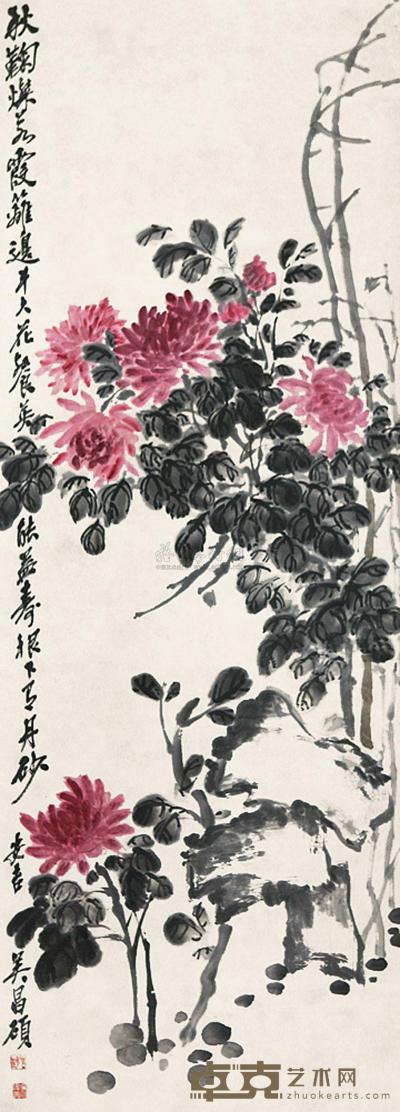 吴昌硕 花卉 立轴 134×48cm