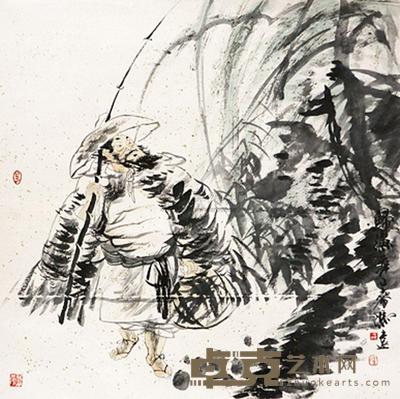 冯远 人物 镜片 66×66cm