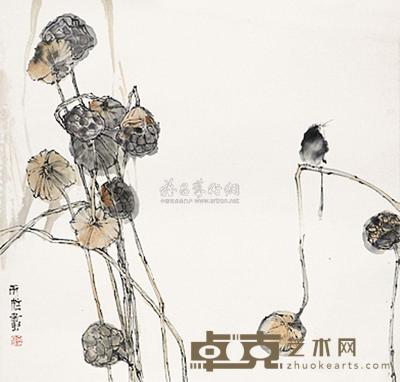 秦天柱 花鸟 镜片 69×69cm