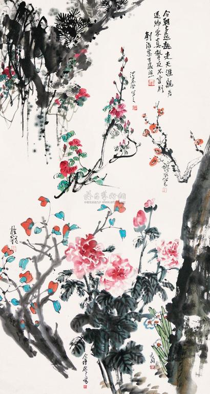 刘海粟 程十发 钱君陶 等 花卉 立轴