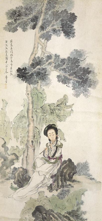 李堂 仕女 立轴