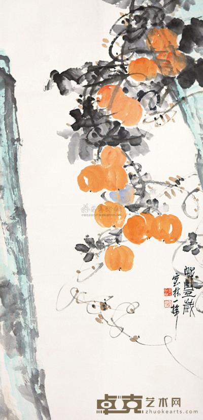 姜宝林 柿子 立轴 138×68cm