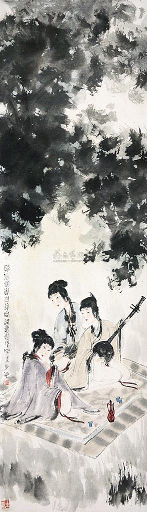 傅抱石 山水人物 立轴