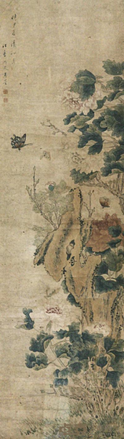 马荃 花卉 立轴 128×36cm