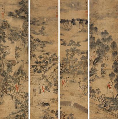 顾洛 壬午（1822年）作 夜园秀色 立轴