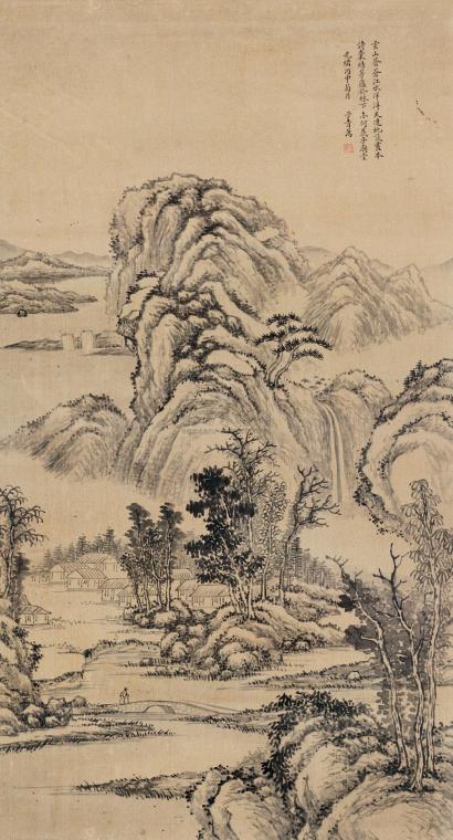 张之万 丙申（1896年）作 林下茅庐 镜框