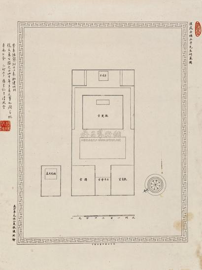 梁鼎芬 乙卯（1915年）作 祠墓图 立轴