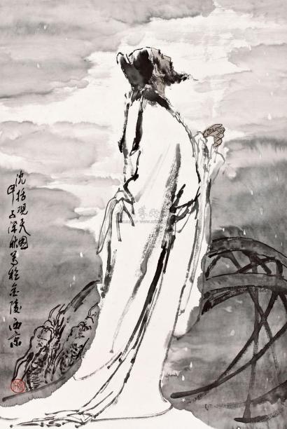 王西京 1984年作 沈括观天图 立轴