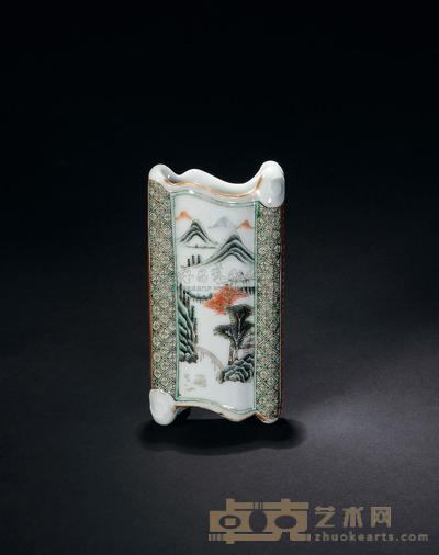 民国 五彩山水纹壁瓶 长12cm