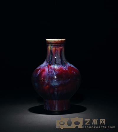 清中期 窑变釉弦纹瓶 高27.5cm