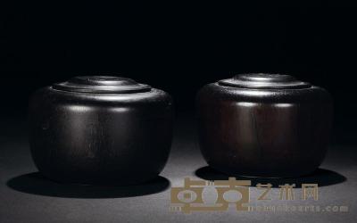 民国 紫檀围棋罐 （一对） 高7.5cm