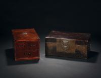 民国 漆皮箱•木制带镜小柜 （二件）