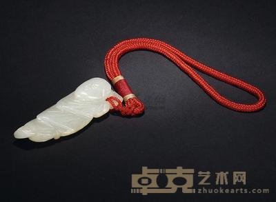 清 白玉雕持荷童子 高4.5cm