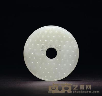 清 白玉蒲纹璧 长5.5cm