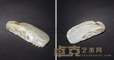 明 白玉雕双清坠 高7cm